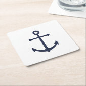 Nautic Navy Blue Anchor Rechteckiger Pappuntersetzer (angewinkelt)
