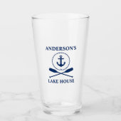 Nautic Navy Blue Anchor Rope Oars Lake House Glas (Vorderseite)