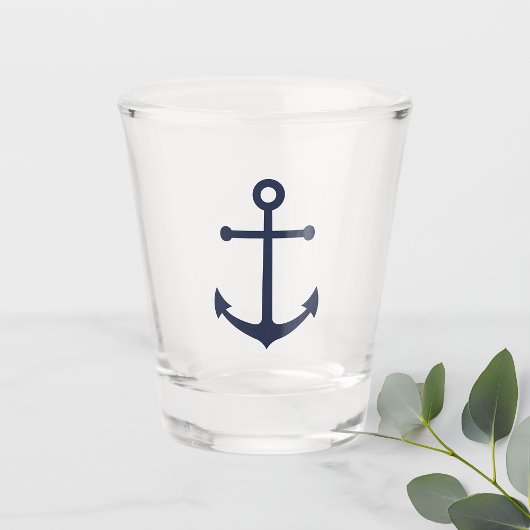 Nautic Navy Blue Anchor Schnapsglas