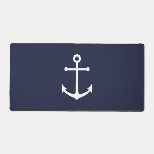 Nautic Navy Blue Anchor Schreibtischunterlage (Vorderseite)