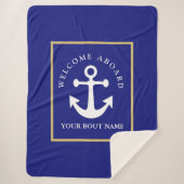 Nautic Navy Blue Anchor Sherpa Blanket Sherpadecke (Vorderseite)