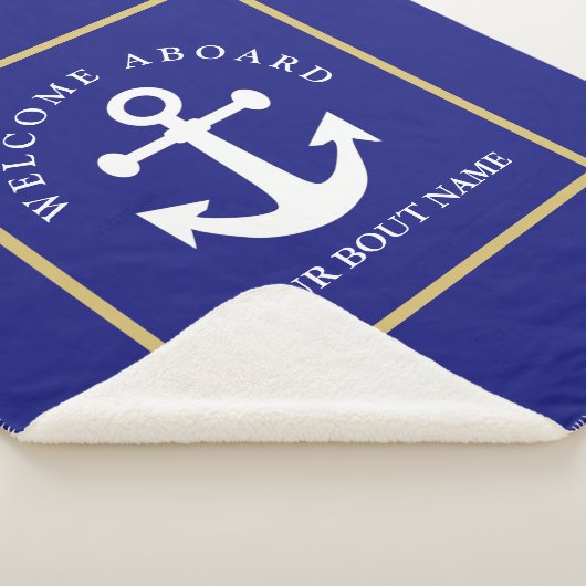 Nautic Navy Blue Anchor Sherpa Blanket Sherpadecke (3/4)