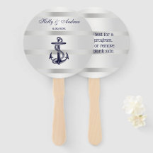 Nautic Navy Blue Anchor Silver Wt BG Wedding