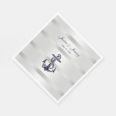 Nautic Navy Blue Anchor Silver Wt BG Wedding Serviette (Ecke)