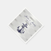 Nautic Navy Blue Anchor Silver Wt BG Wedding Serviette (Ecke)