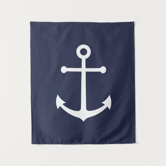 Nautic Navy Blue Anchor Wandteppich (Vorderseite)