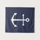 Nautic Navy Blue Anchor Wandteppich (Vorderseite (Horizontal))