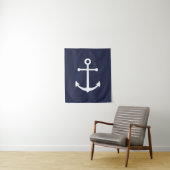 Nautic Navy Blue Anchor Wandteppich (Beispiel)