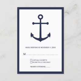 Nautic Navy Blue Anchor Wedding RSVP