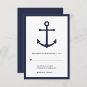 Nautic Navy Blue Anchor Wedding RSVP (Vorne/Hinten)