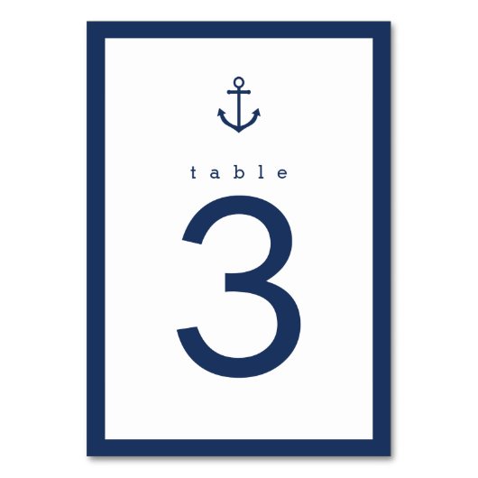 Nautic Navy Blue Anchor Wedding Tischnummer (Rückseite)