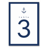 Nautic Navy Blue Anchor Wedding Tischnummer (Vorderseite)