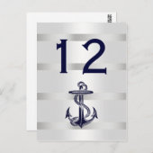Nautic Navy Blue Anchor White BG V Tischnummer (Vorne/Hinten)