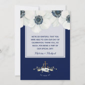 Nautic Navy Blue Anemone Wedding Foto Vielen Dank Dankeskarte (Rückseite)