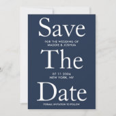 Nautic Navy Blue Big Modern Save the Date (Vorderseite)