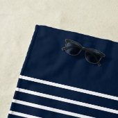 Nautic Navy Blue Boat Name Anchor Rope Strandtuch (Beispiel)
