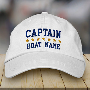 Nautic Navy Blue Captain Ihr Boot Name weiß Bestickte Baseballkappe