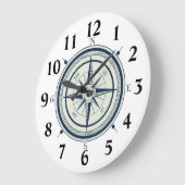 Nautic Navy Blue Compass Große Wanduhr (Winkel)