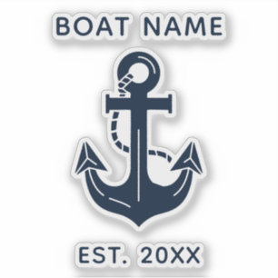 Nautic Navy Blue Custom Bootname Aufkleber