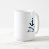 Nautic Navy Blue Custom Bootname Kaffeetasse (VorderseiteRechts)
