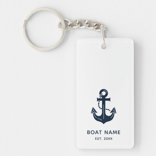 Nautic Navy Blue Custom Bootname Schlüsselanhänger (Vorderseite)