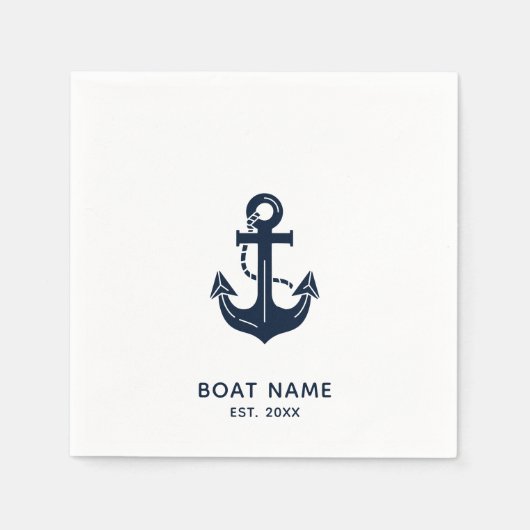 Nautic Navy Blue Custom Bootname Serviette (Vorderseite)