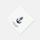 Nautic Navy Blue Custom Bootname Serviette (Ecke)