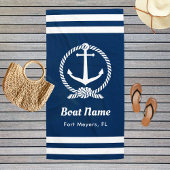 Nautic Navy Blue Custom Bootname Strandtuch
