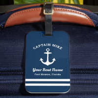 Nautic Navy Blue Custom Captain Boat Name