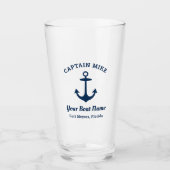 Nautic Navy Blue Custom Captain Boat Name Glas (Vorderseite)