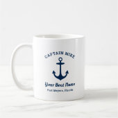 Nautic Navy Blue Custom Captain Boat Name Kaffeetasse (Links)