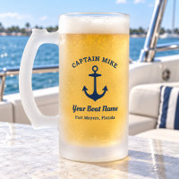 Nautic Navy Blue Custom Captain Boat Name