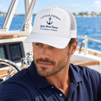 Nautic Navy Blue Custom Captain Boat Name