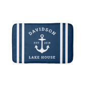 Nautic Navy Blue Custom Family Lake House Badematte (Vorderseite)