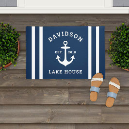 Nautic Navy Blue Custom Family Lake House Fußmatte
