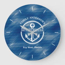 Nautic Navy Blue Family Name Anchor Beach House