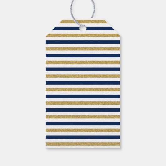 Nautic Navy Blue Gold Anchor Geschenkanhänger (Rückseite)