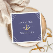 Nautic Navy Blue Gold Anchor Hochzeit Serviette