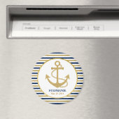 Nautic Navy Blue Gold Anchor Magnet (In Situ (Geschirrspüler))