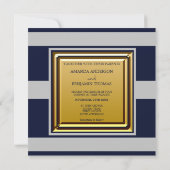 Nautic Navy Blue Gray Stripes Anchor Wedding Inv Einladung (Rückseite)