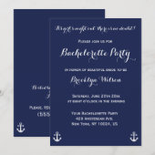 Nautic Navy Blue Junggeselinnen-Abschied lädt ein Einladung (Vorne/Hinten)