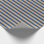 Nautic Navy Blue Lines Imitate Rustic Brown Kraft Geschenkpapier (Ecke)