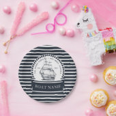 Nautic Navy Blue Modernes Personalisiert Pappteller (Party)