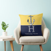 Nautic Navy Blue Mustard Yellow Anchor Monogram Kissen (Stuhl )