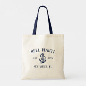 Nautic Navy Blue Rustic Anchor | Ihr Bootname Tragetasche (Rückseite)