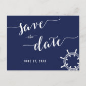 Nautic Navy Blue Save the Date Postkarten (Vorderseite)