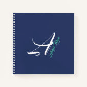 Nautic Navy Blue & Sea Green Monogram Sketchbook Notizblock (Vorderseite)