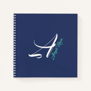 Nautic Navy Blue & Sea Green Monogram Sketchbook Notizblock