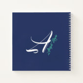 Nautic Navy Blue & Sea Green Monogram Sketchbook Notizblock (Rückseite)