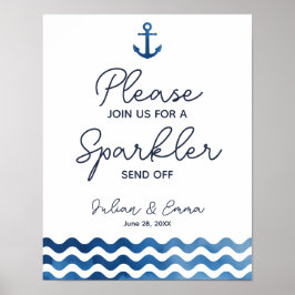 Nautic Navy Blue Sparkler senden Print ab Poster